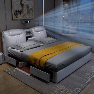 MANBAS Tech-Умная многофункциональная кровать из натуральной кожи Ultimate Camas Tatami Lit 